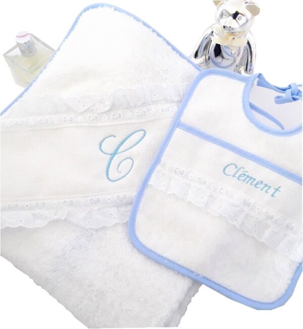 Cape de bain bébé bleu personnalisée