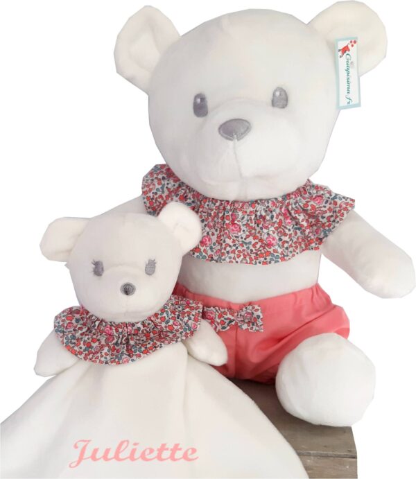 Doudou duo Liberty Éloïse Corail