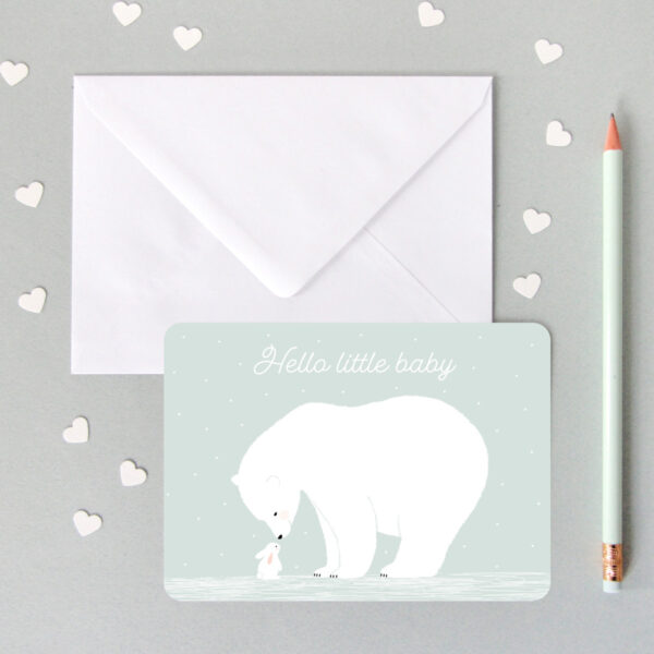 Carte bleue avec ours polaire blanc zu