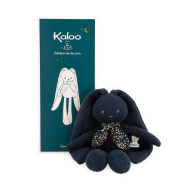 Peluche lapin bleu nuit dans son coffret