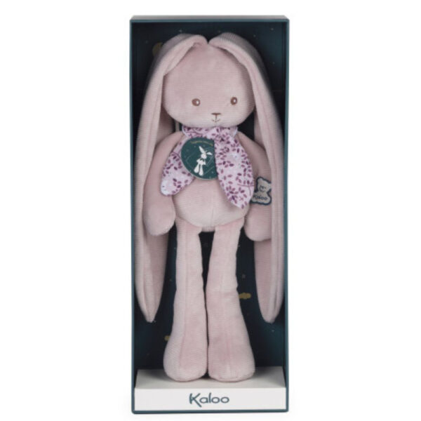 Peluche lapin rose dans son coffret