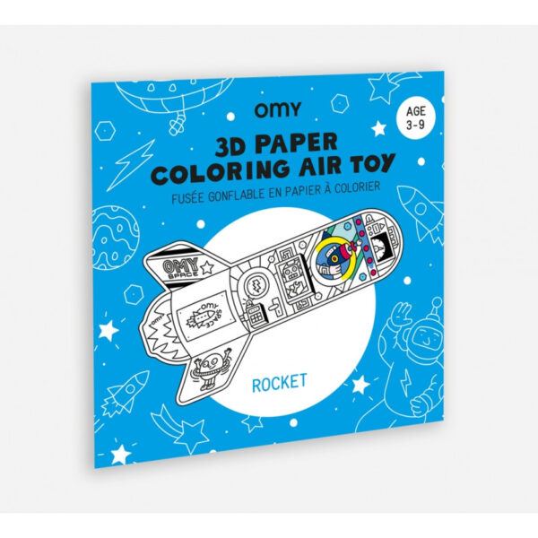 Fusée gonflable en papier à colorier OMY
