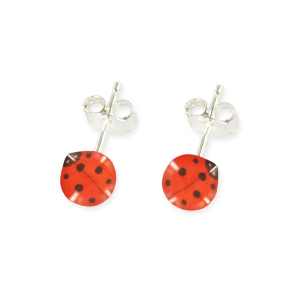 Boucles d'oreilles coccinelle en argent pour enfant