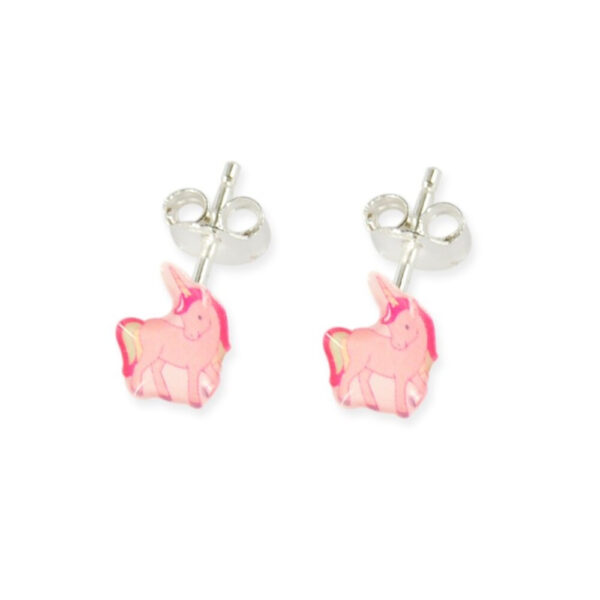 Boucles d'oreilles licorne en argent pour enfant