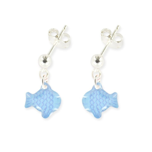 Boucles d'oreilles poisson pendantes en argent 925