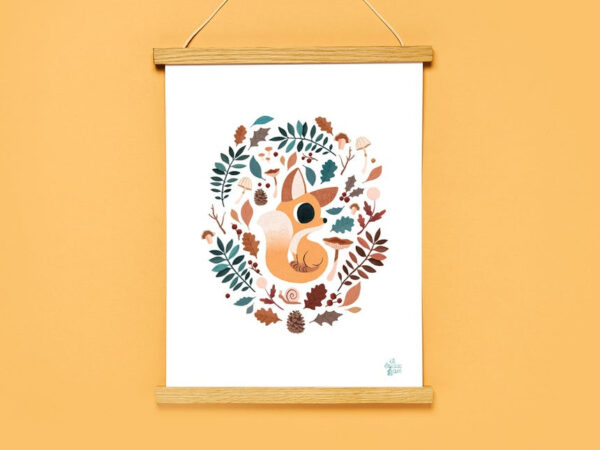 Poster de chambre renard et forêt de Il était un an