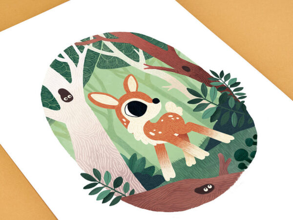 Poster décoratif biche en forêt e il était un an