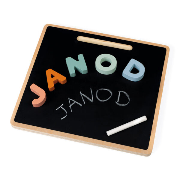 puzzle avec ardoise au dos pour apprendre à écrire les lettres de l'alphabet - janod