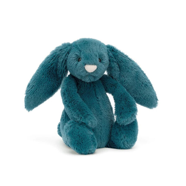 peluche lapin bashful bleu pétrole - small | jellycat
