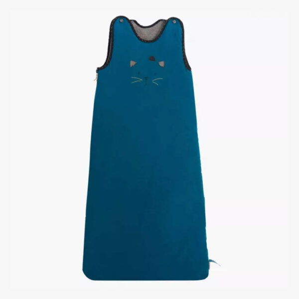 Gigoteuse bleue motif tête de chat, 90 cm - Moulin Roty