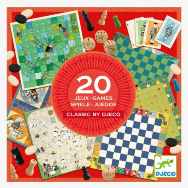 Boite de 20 jeux classiques de la marque Djeco