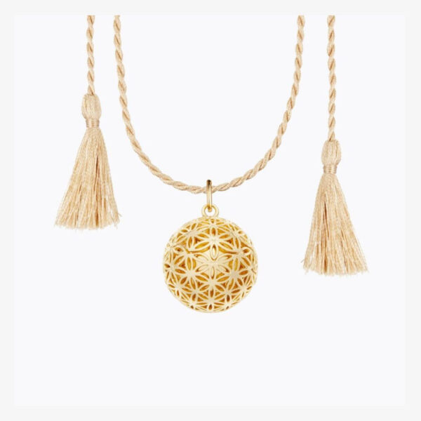 Bijou Bola de grossesse fleur de vie, en or jaune sur cordon - Ilado
