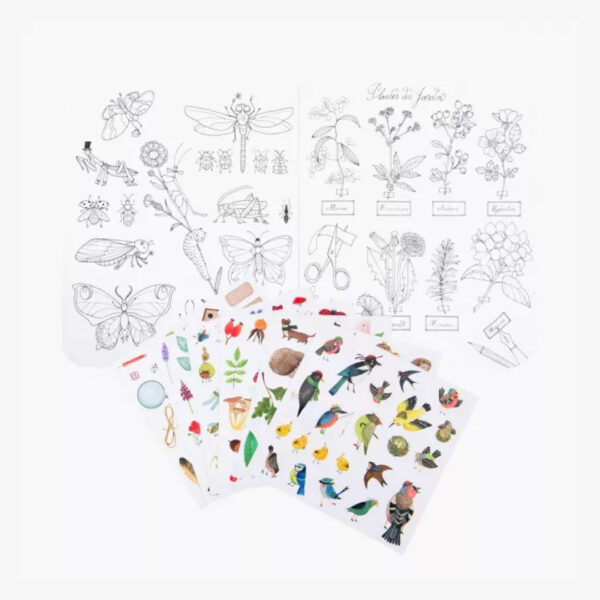 Cahier de coloriage et stickers, sur le thème du botaniste - Moulin Roty
