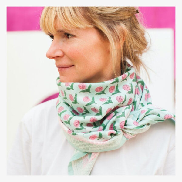 Grand foulard latika, modèle lotus mint - Apaches Collections