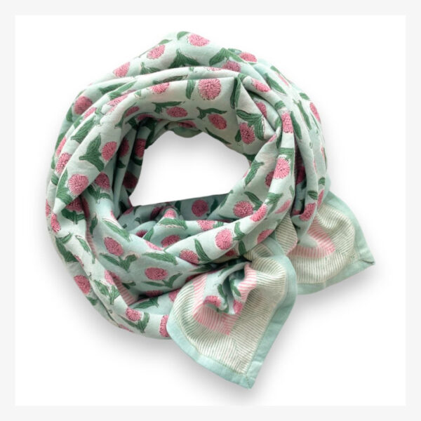 Grand foulard latika, modèle lotus mint - Apaches Collections