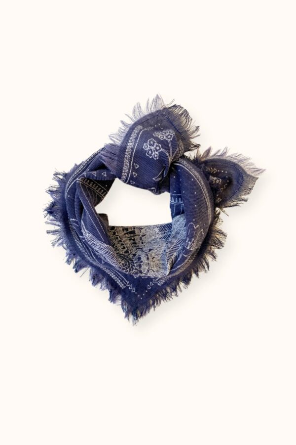 petit foulard Laine Asha Iroquois couleur orage de la marque apaches collections