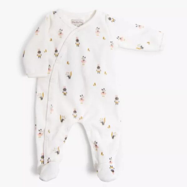 Pyjama en velours motif petits personnages, taille 1 mois - Moulin Roty